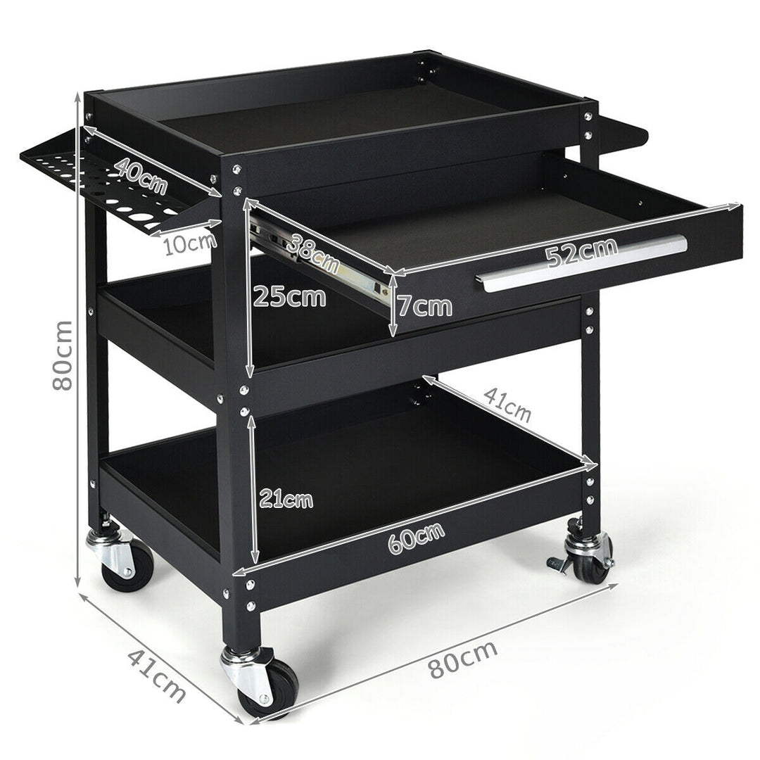 3-Tray Rolling Utility Cart Tool Organiser Trolley