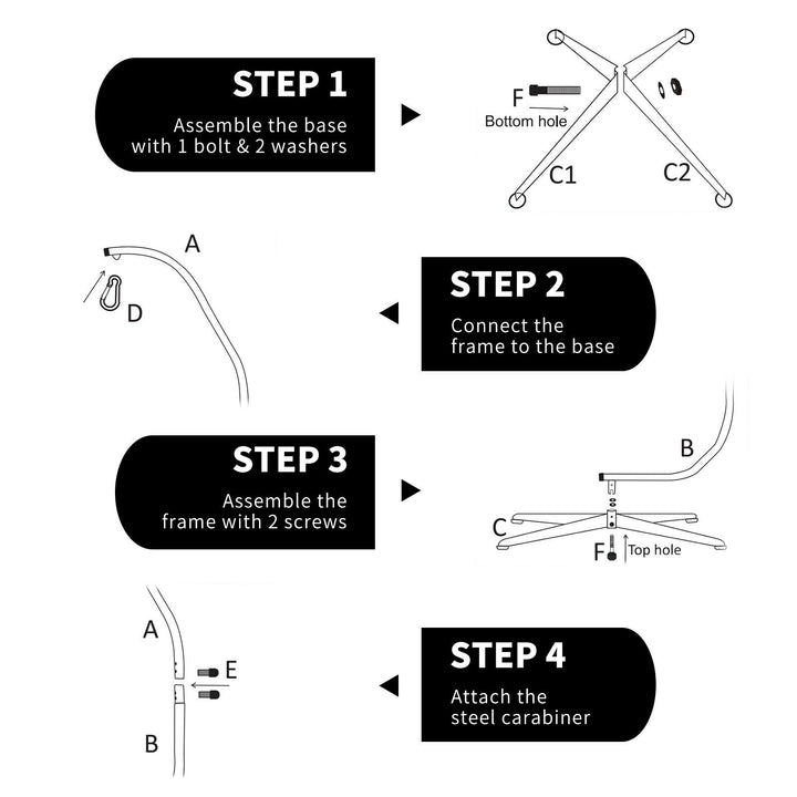 Solid Steel C Hammock Frame Stand Construction