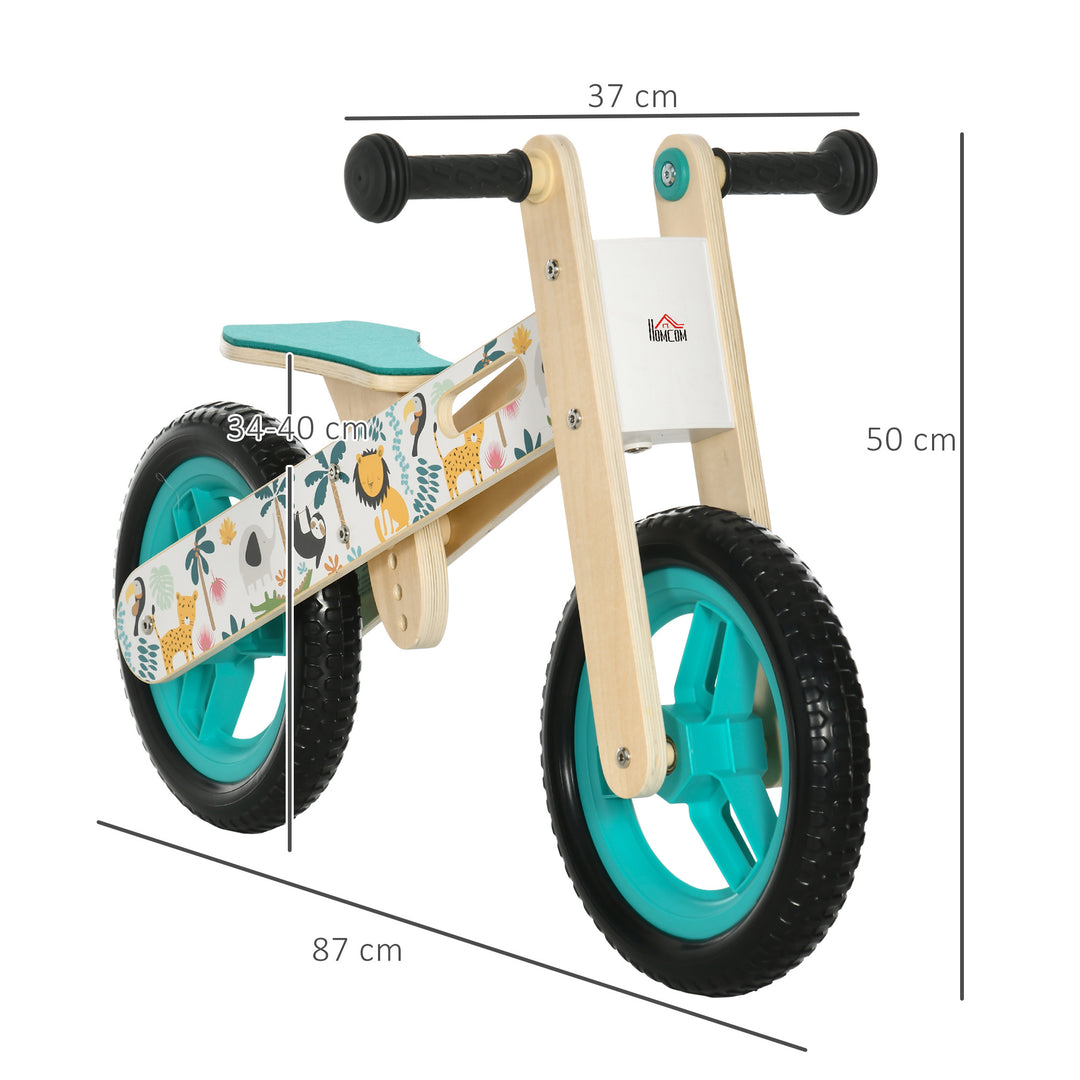 Kids Balance Bike 12 Inch Wooden for 3-6 Years Boys Girls, White