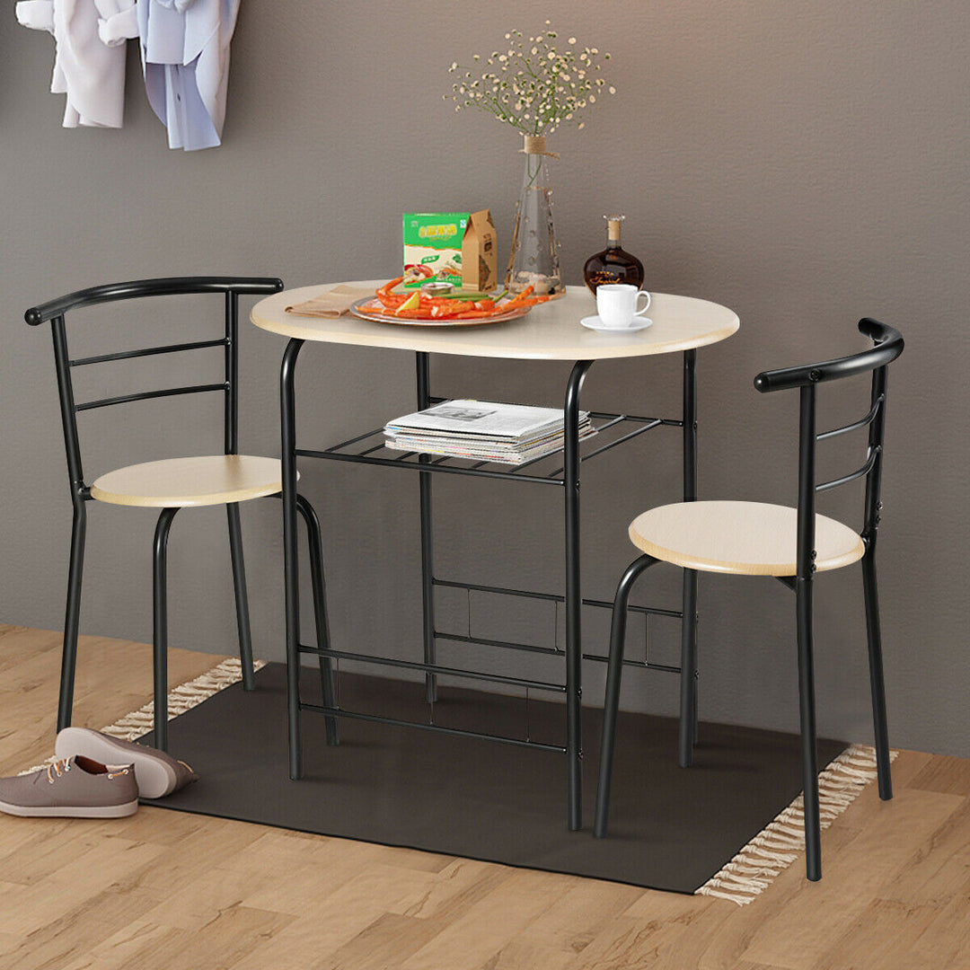 Compact Breakfast Dining Table Set-Natural