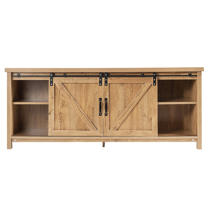 Modern TV Cabinet for 60-Inch TV Wooden Media Storage Shelves-Orange