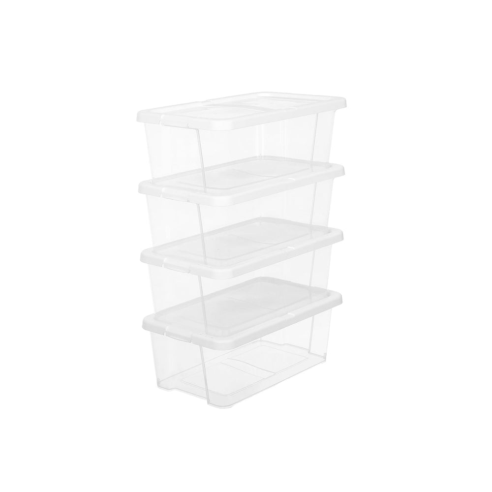 SONGMICS 12 Set Shoe Boxes with Lids Clear Transparent Stackable Versatile Storage Organiser for Crafts Sizes Up to UK 7.5 LSP12WT