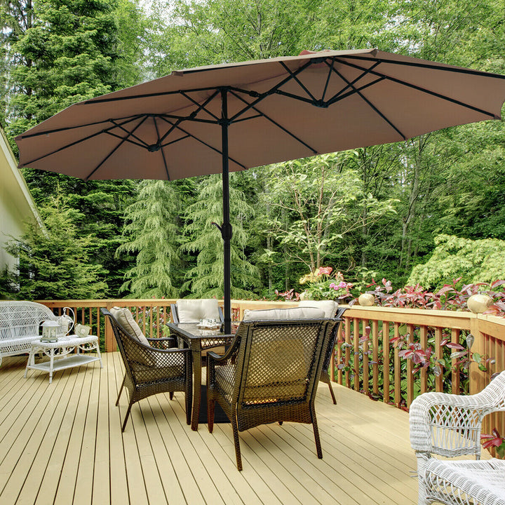 4.6M Patio Double-Sided Umbrella Parasol Sunshade-Tan