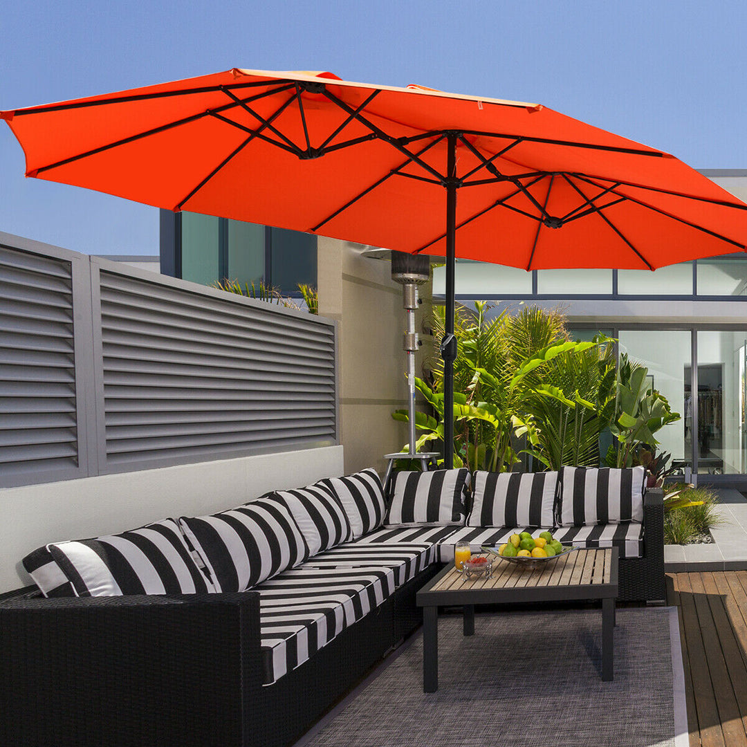 4.6M Patio Double-Sided Umbrella Parasol Sunshade-Orange