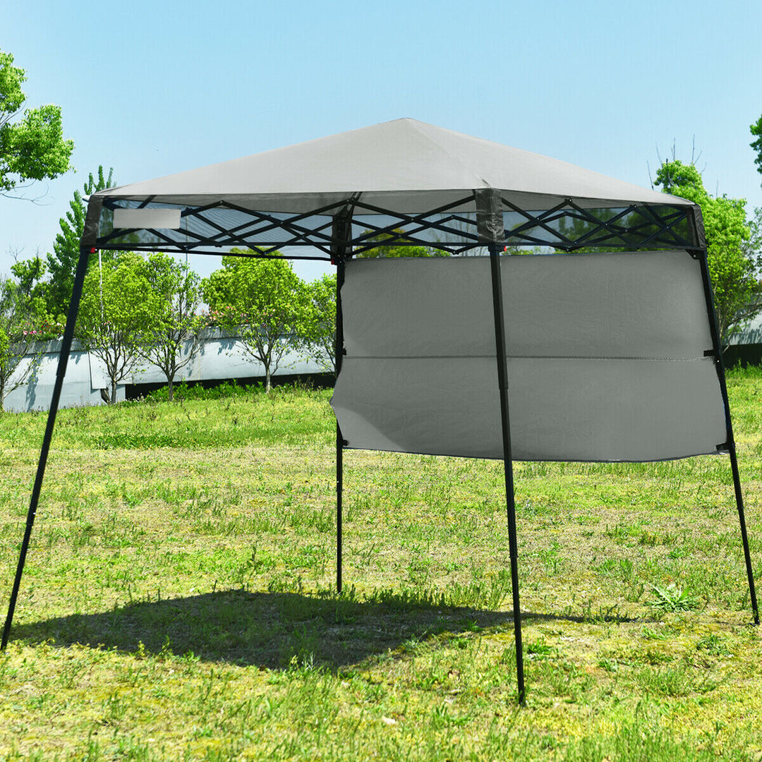 Pop Up Gazebo with 1 Side Panel-Grey