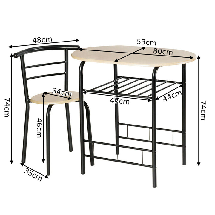 Compact Breakfast Dining Table Set-Natural