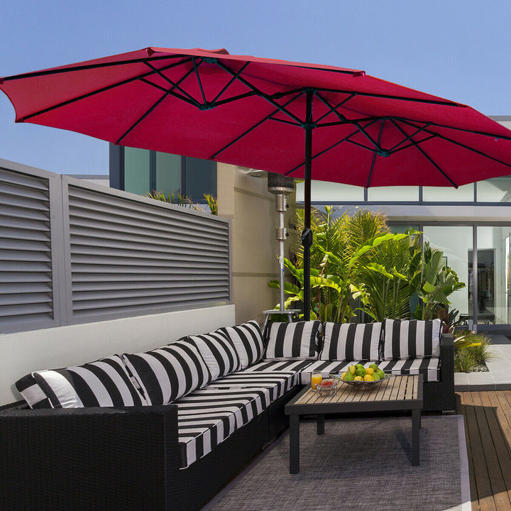 4.6M Patio Double-Sided Umbrella Parasol Sunshade-Wine