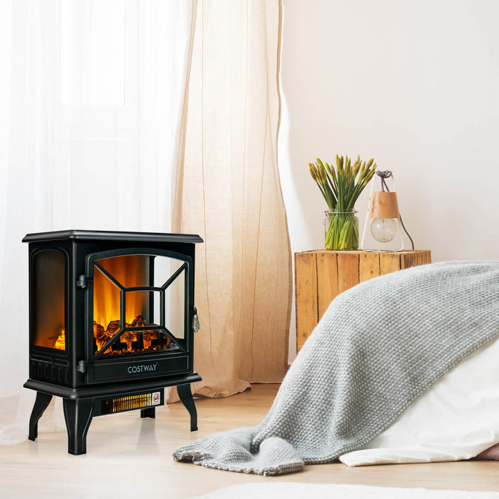 Freestanding Indoor Electric Space Heater-Black