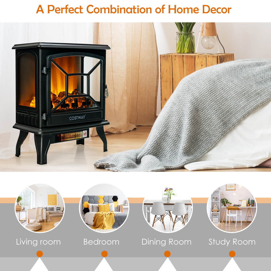Freestanding Indoor Electric Space Heater-Black