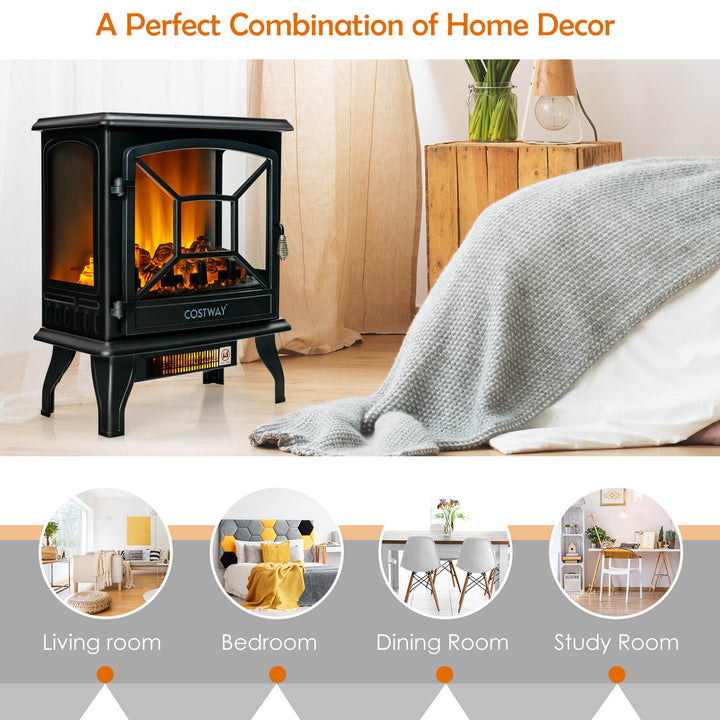 Freestanding Indoor Electric Space Heater-Black