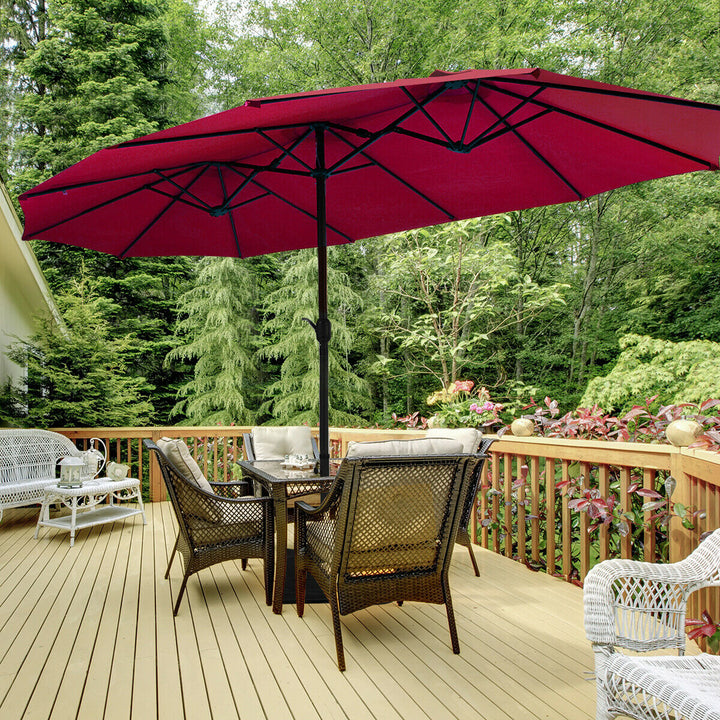 4.6M Patio Double-Sided Umbrella Parasol Sunshade-Wine
