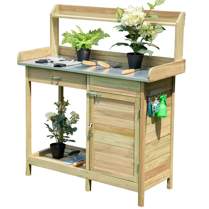 Garden Potting Bench with Drawer and Cupboard