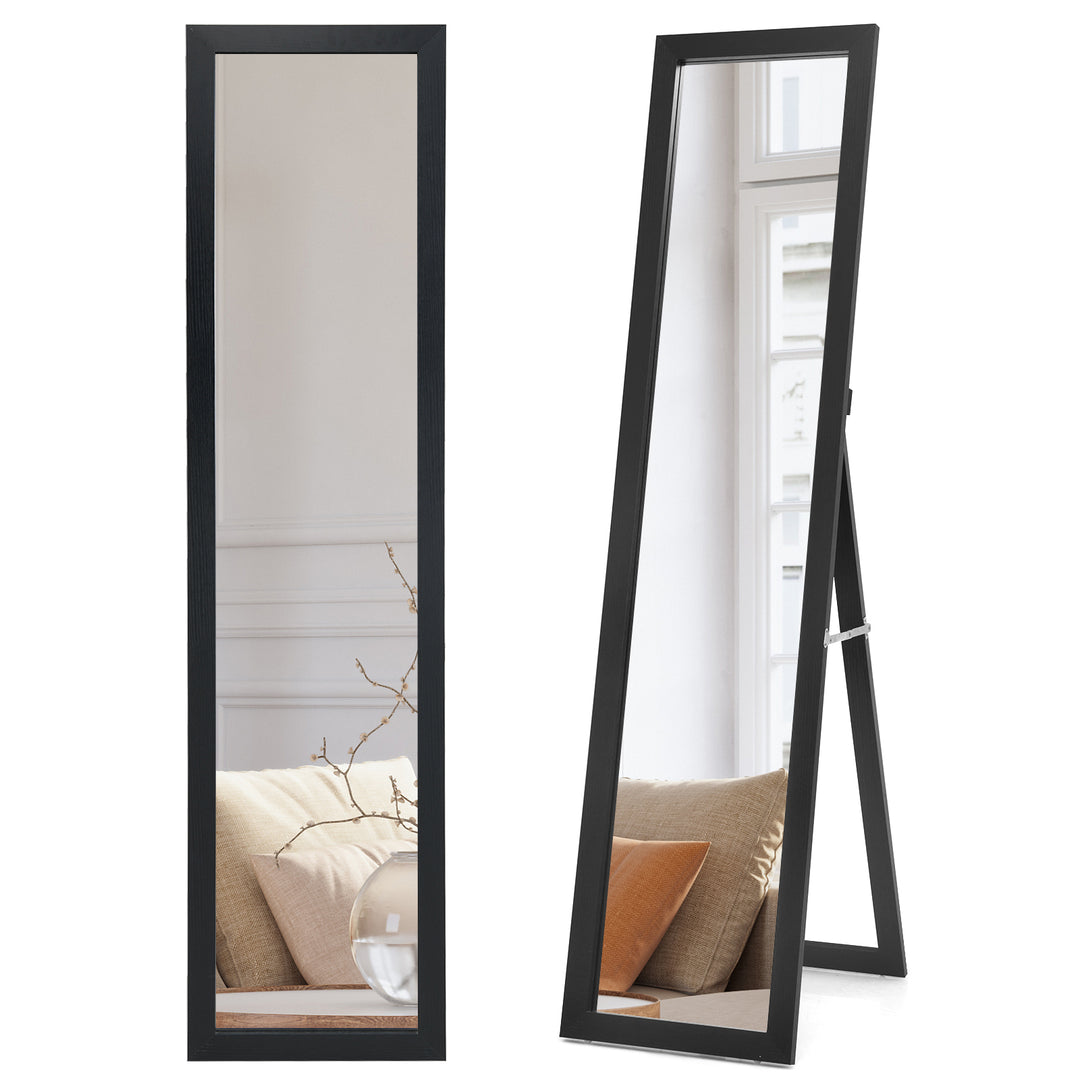 Wooden Frame Rectangle Full Length Mirror-Black