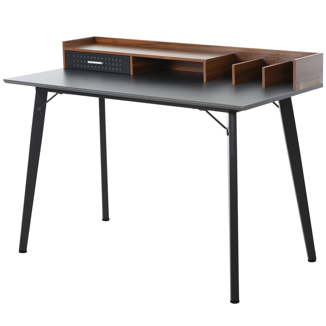 Modern Computer Desk Laptop Writing Table w/Hutch 1 Drawer workstation Home Office Furniture Brown and Black