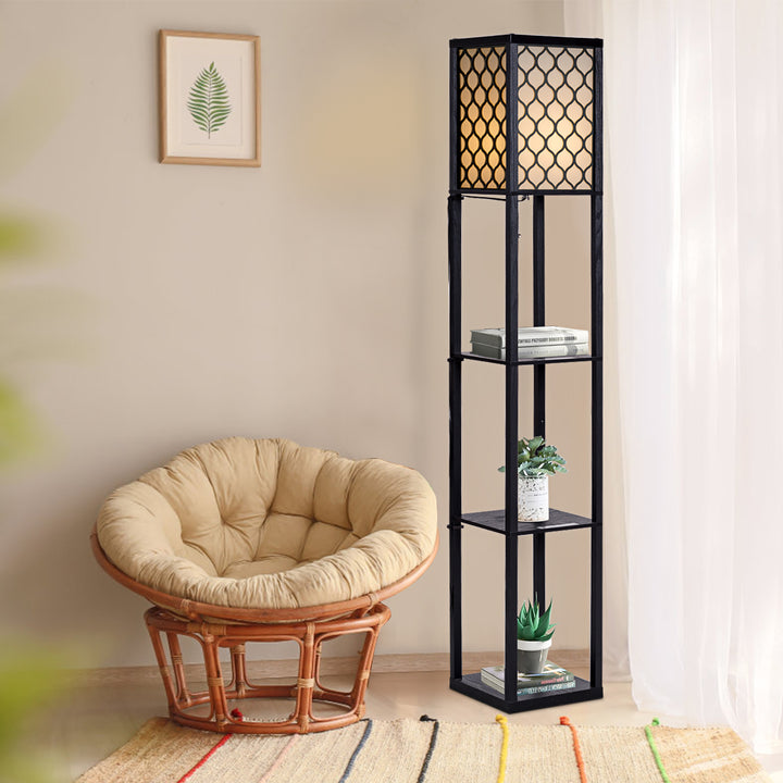 Floor Lamp with 3-Tier Shelf for Room Decoration