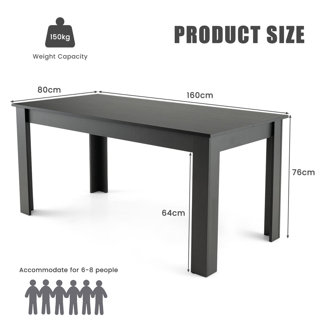 Rectangular Dinner Table with L-shaped Legs-Black