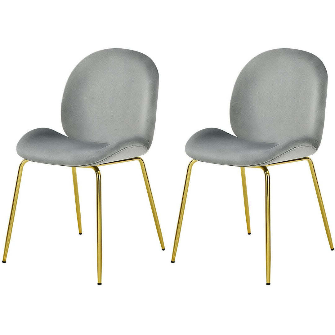 Velvet Dining Chair with Golden Finished Steel Legs-Grey