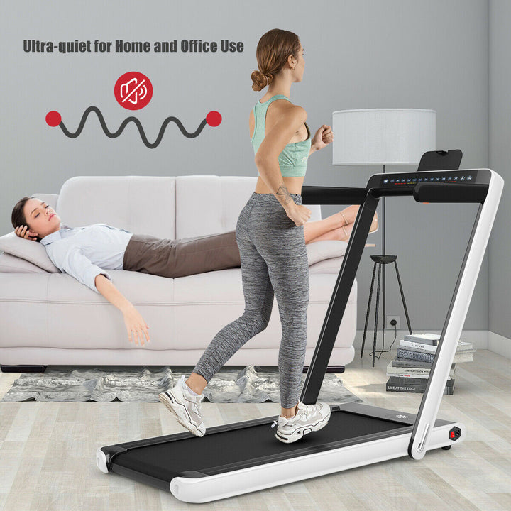 Folding Treadmill Electric 1-12KM/H with Bluetooth-White