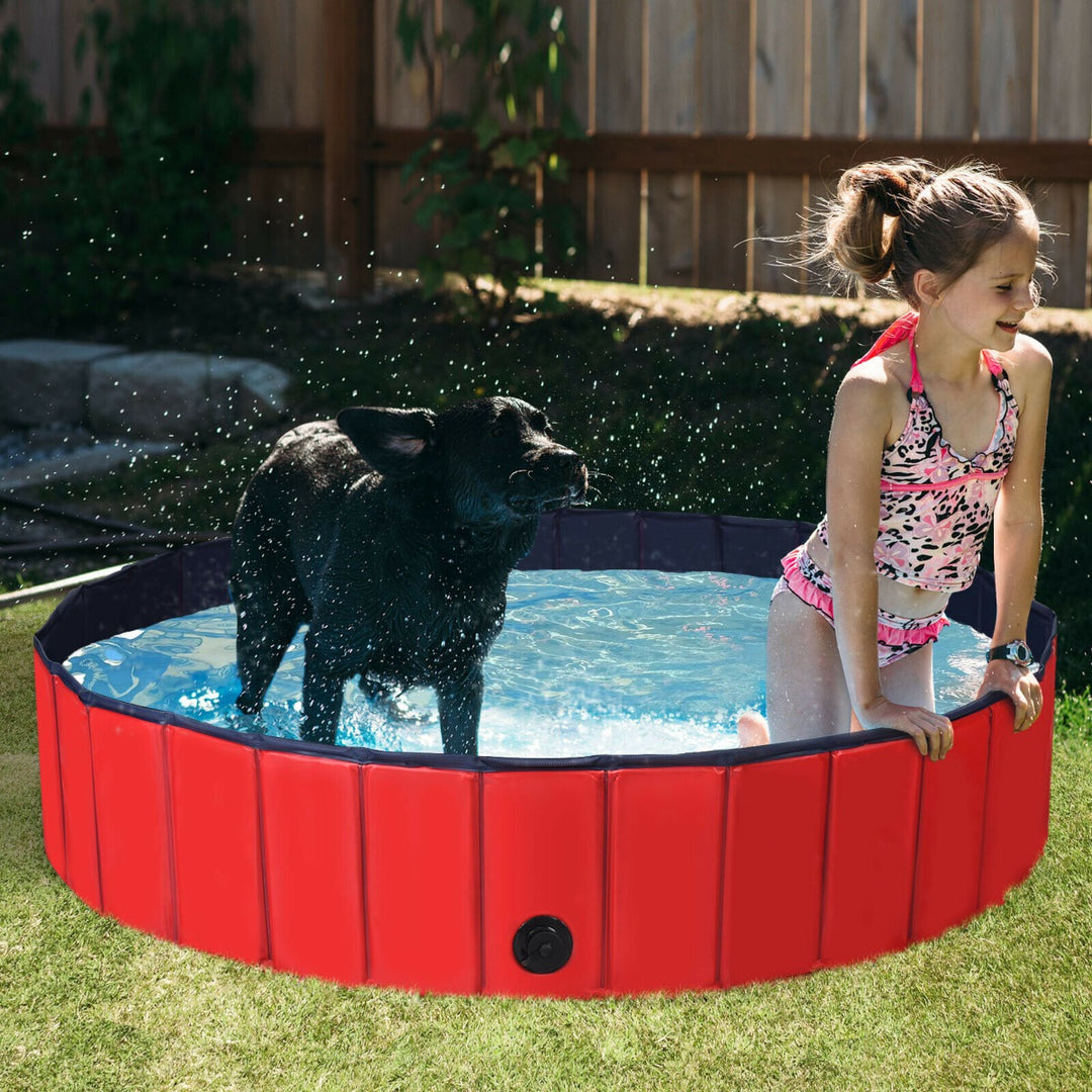 140cm Large Collapsible Dog Pool with Anti-slip Bottom-Red