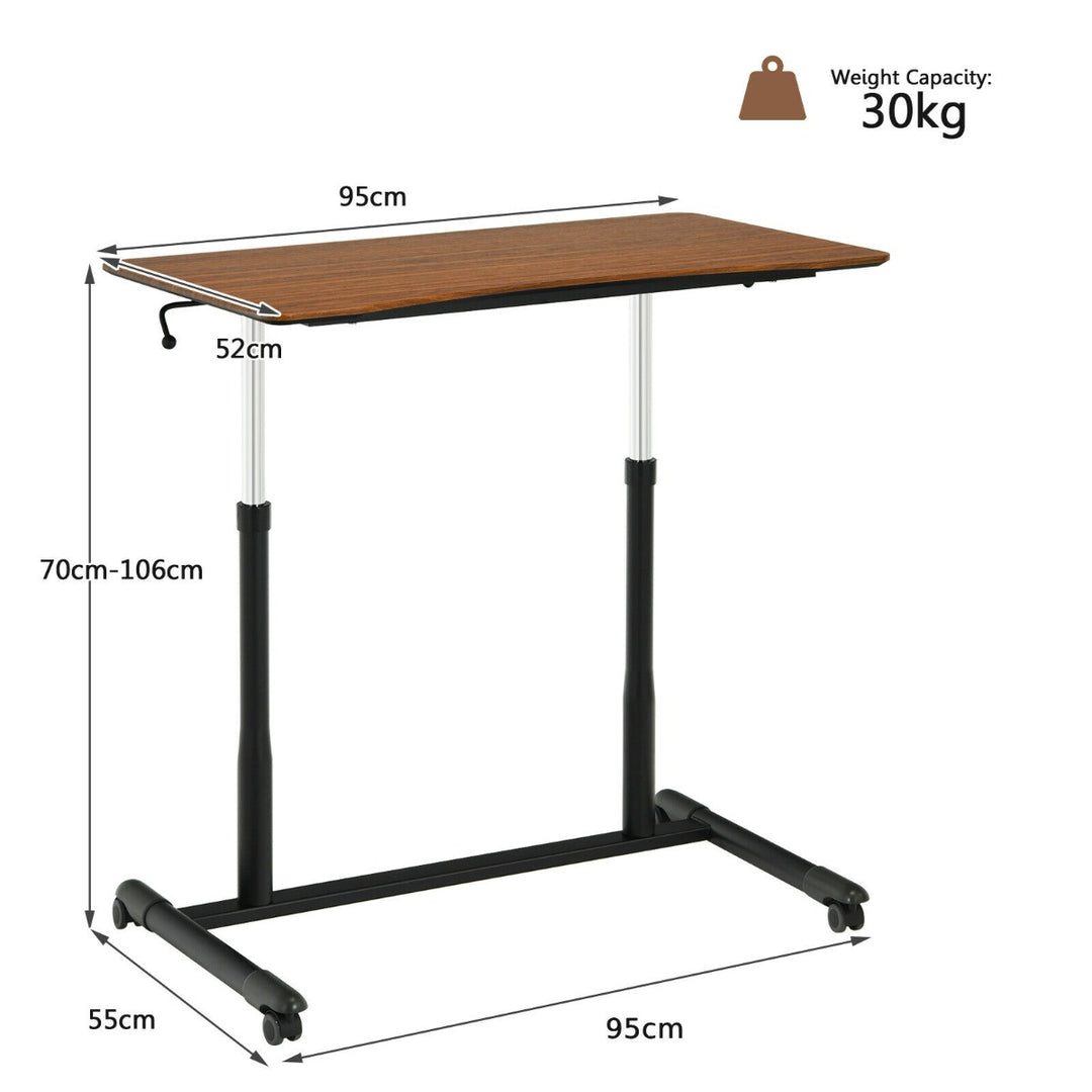 Height Adjustable Laptop Table with Wheels for Home and Office-Coffee