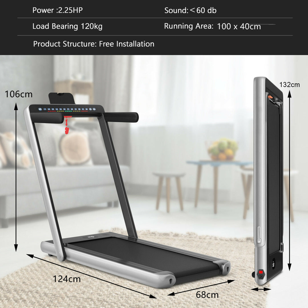 Folding Treadmill Electric 1-12KM/H with Bluetooth-Silver