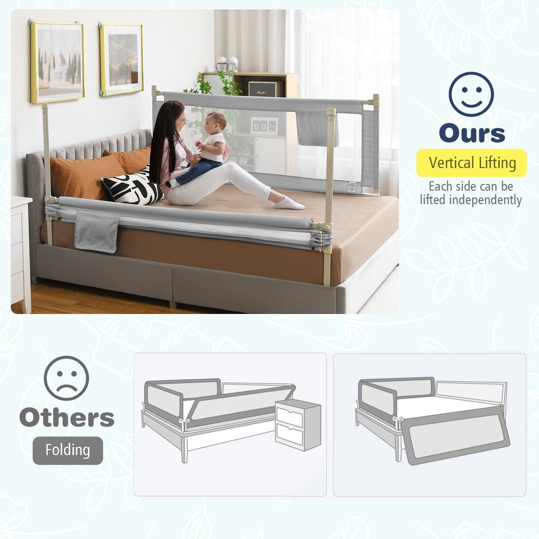 Infant Safety Bed Guardrail with Anti-Collision Cotton- Grey