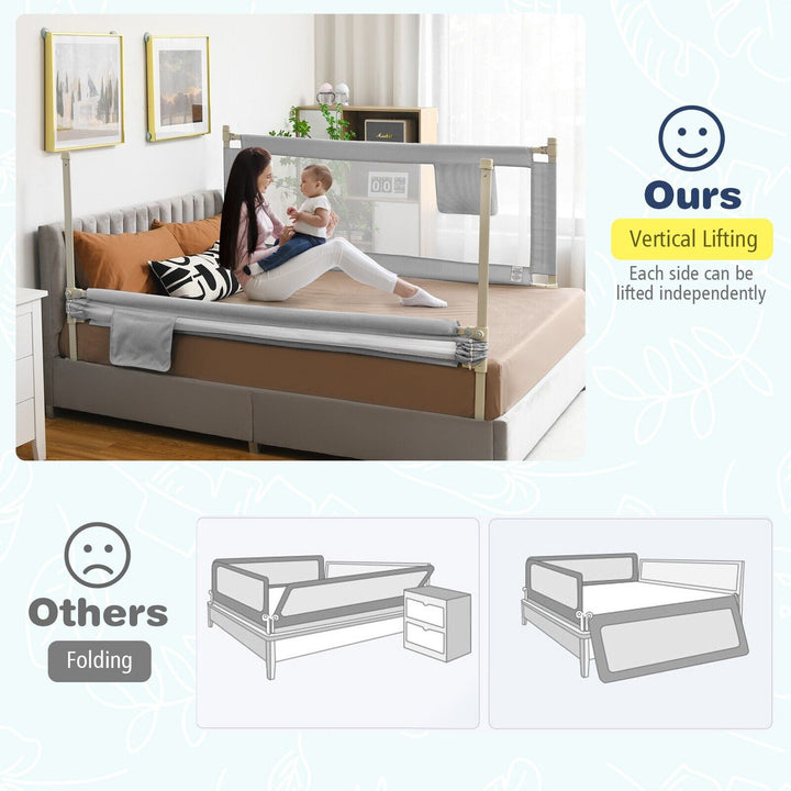 Infant Safety Bed Guardrail with Anti-Collision Cotton- Grey