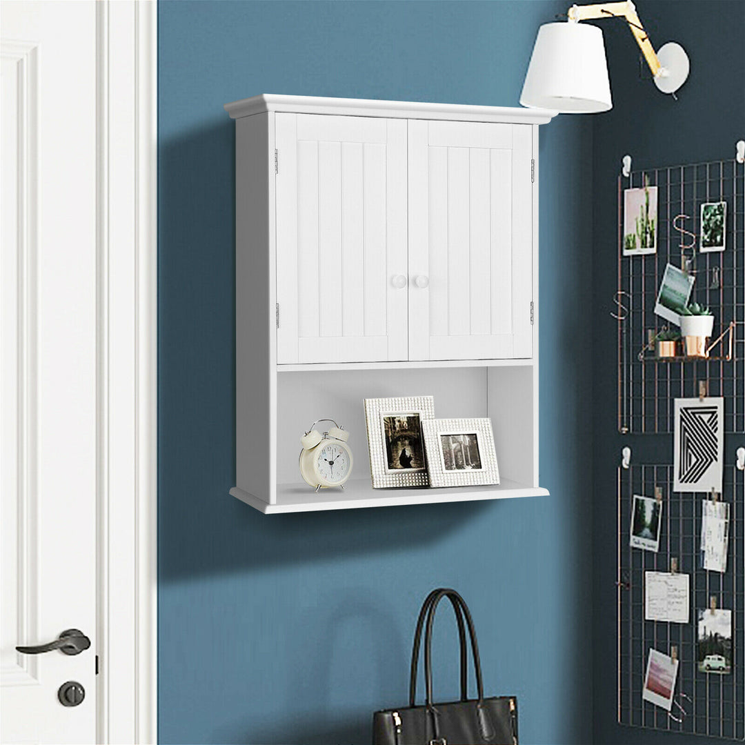 Wall Mounted Bathroom Storage Cabinet with Adjustable Shelf-White