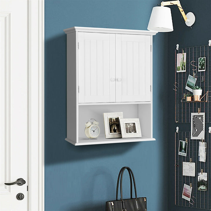 Wall Mounted Bathroom Storage Cabinet with Adjustable Shelf-White