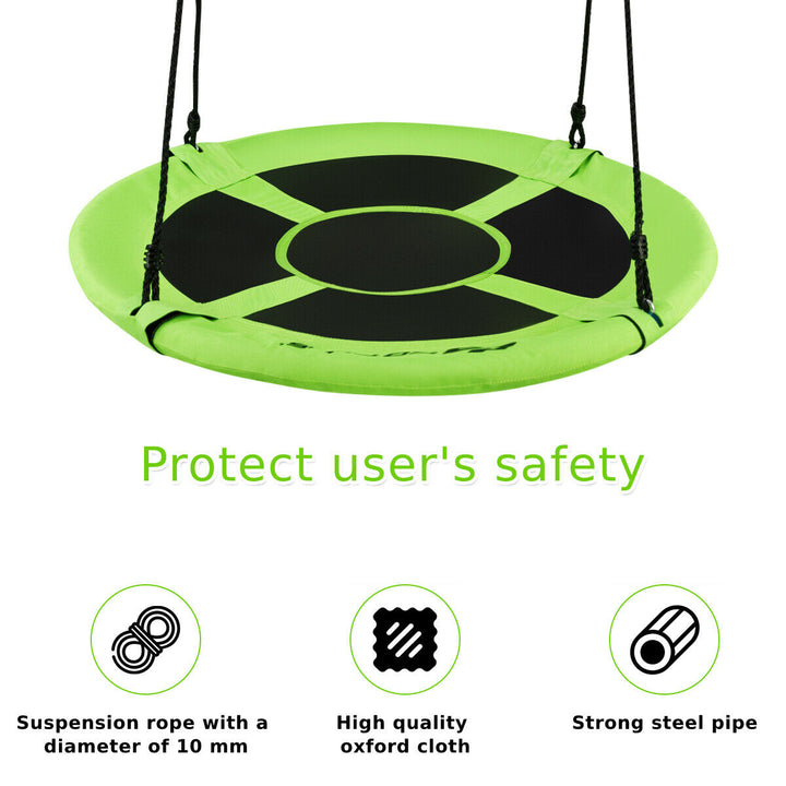 Children Flying Saucer Tree Swing with Adjustable Rope-Green
