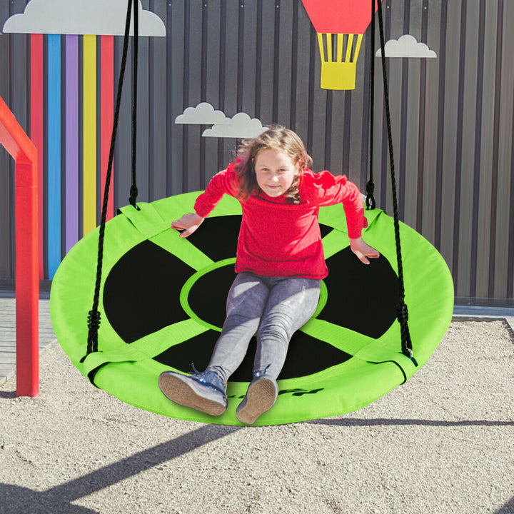 Children Flying Saucer Tree Swing with Adjustable Rope-Green