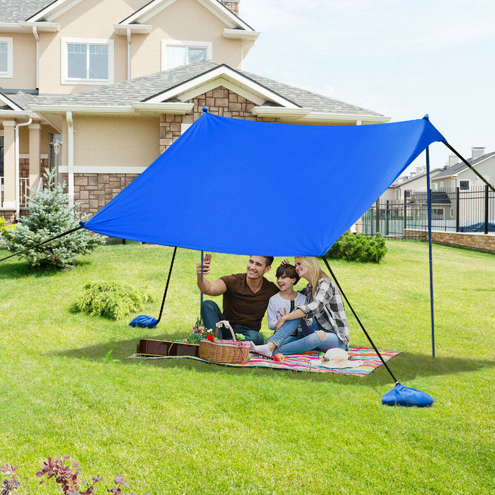 Portable Sunshade Canopy Waterproof Tent UPF 50 + UV 4 Sandbags-Blue