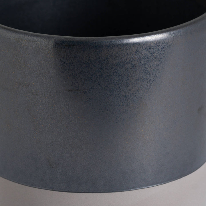 Large Metallic Grey Ceramic Planter