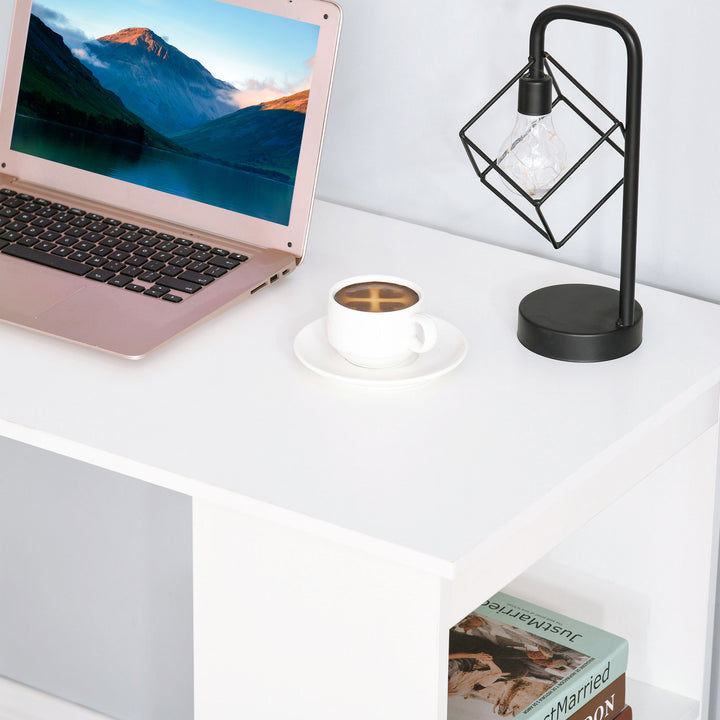 Modern Computer Desk 6 Shelves White