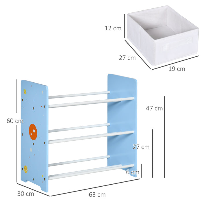 Kids Storage Unit with 9 Removable Storage Baskets, Toy Box Organiser with Shelf, Book Shelf for Nursery Playroom, Blue