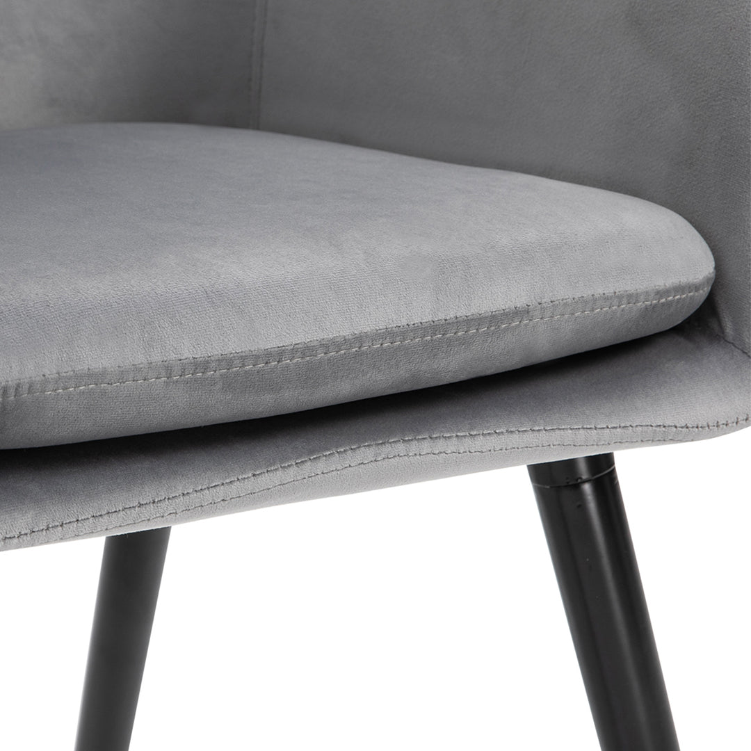 Dining Chairs Set of 2 Modern Upholstered Fabric Velvet-Touch Leisure Chairs with Backrest and Armrests, Lounge Reception Chairs, Grey