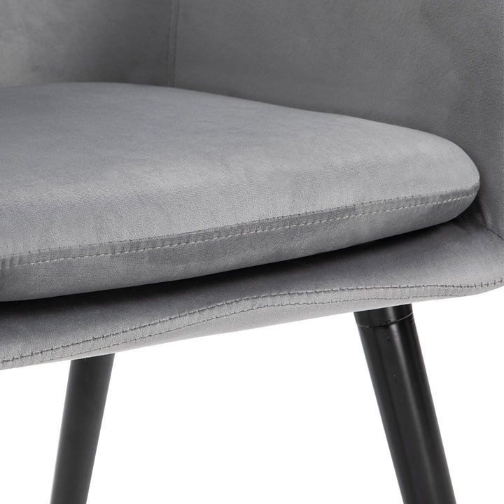 Dining Chairs Set of 2 Modern Upholstered Fabric Velvet-Touch Leisure Chairs with Backrest and Armrests, Lounge Reception Chairs, Grey