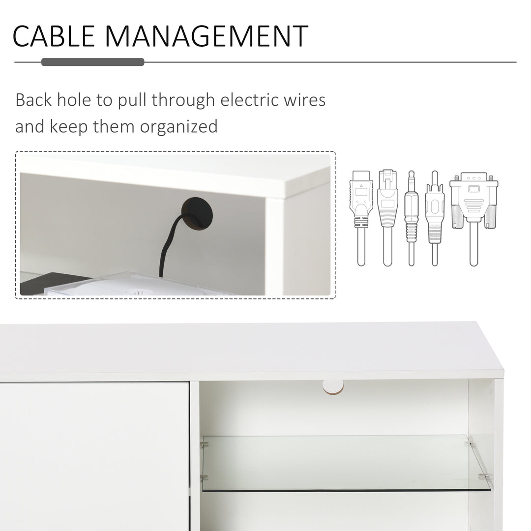 HOMCOM Modern TV Stand Media Unit w/ High Gloss Door Cabinet 2 Shelves Living Room Office Home Furniture White