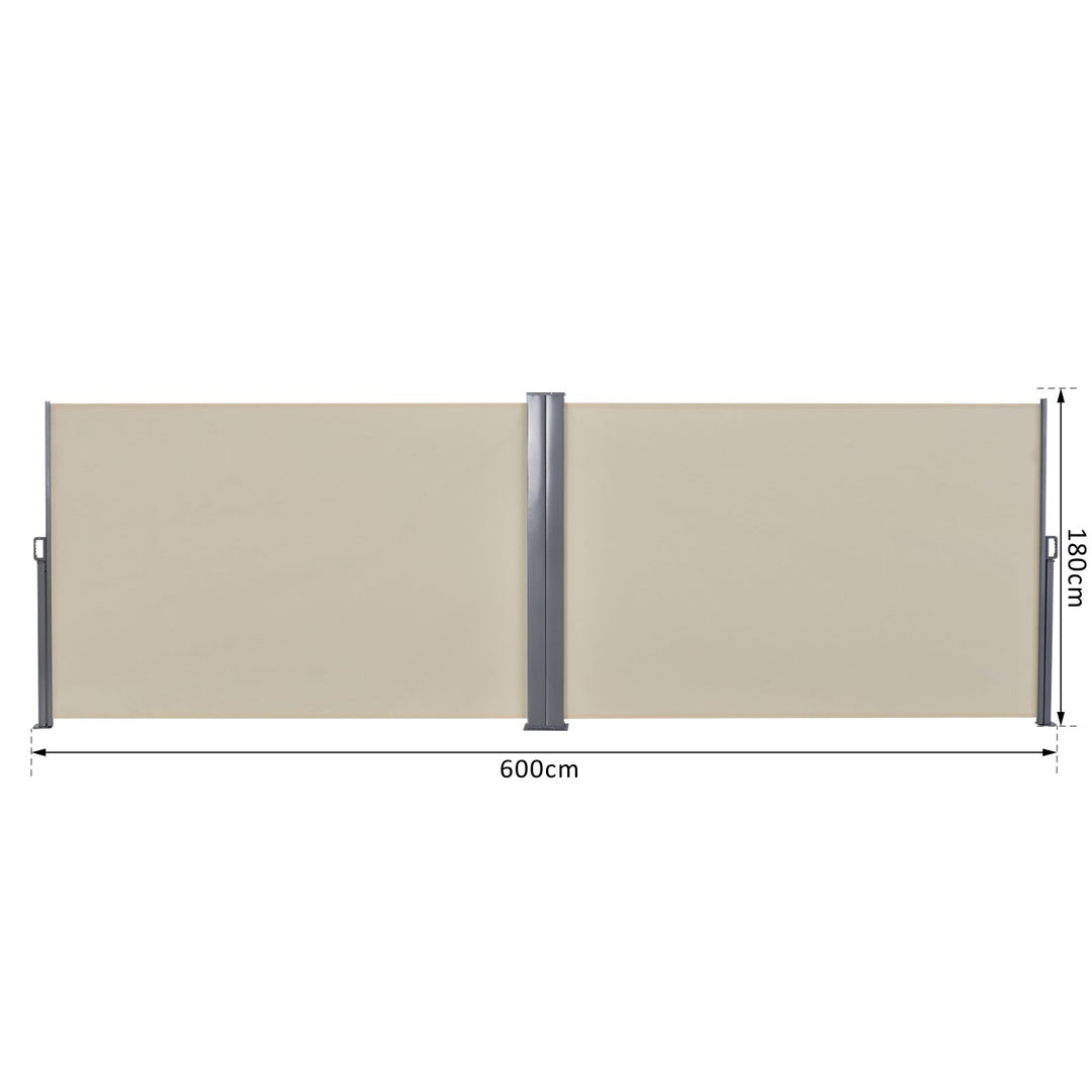 Steel Frame Retractable Double Side Awning Beige