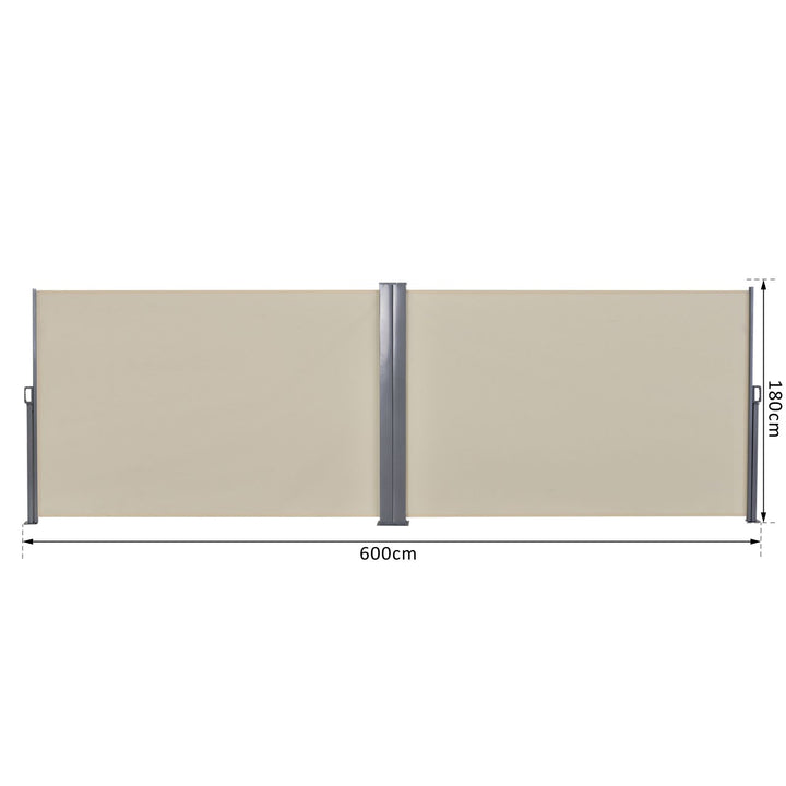 Steel Frame Retractable Double Side Awning Beige
