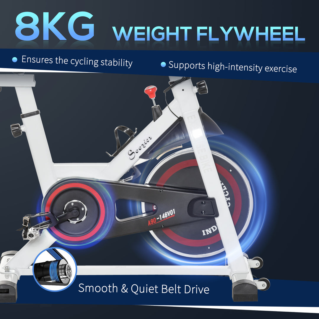 HOMCOM Upright Exercise Bike Indoor Training Cycling Machine Stationary Workout Bicycle with Adjustable Resistance Seat Handlebar LCD Display