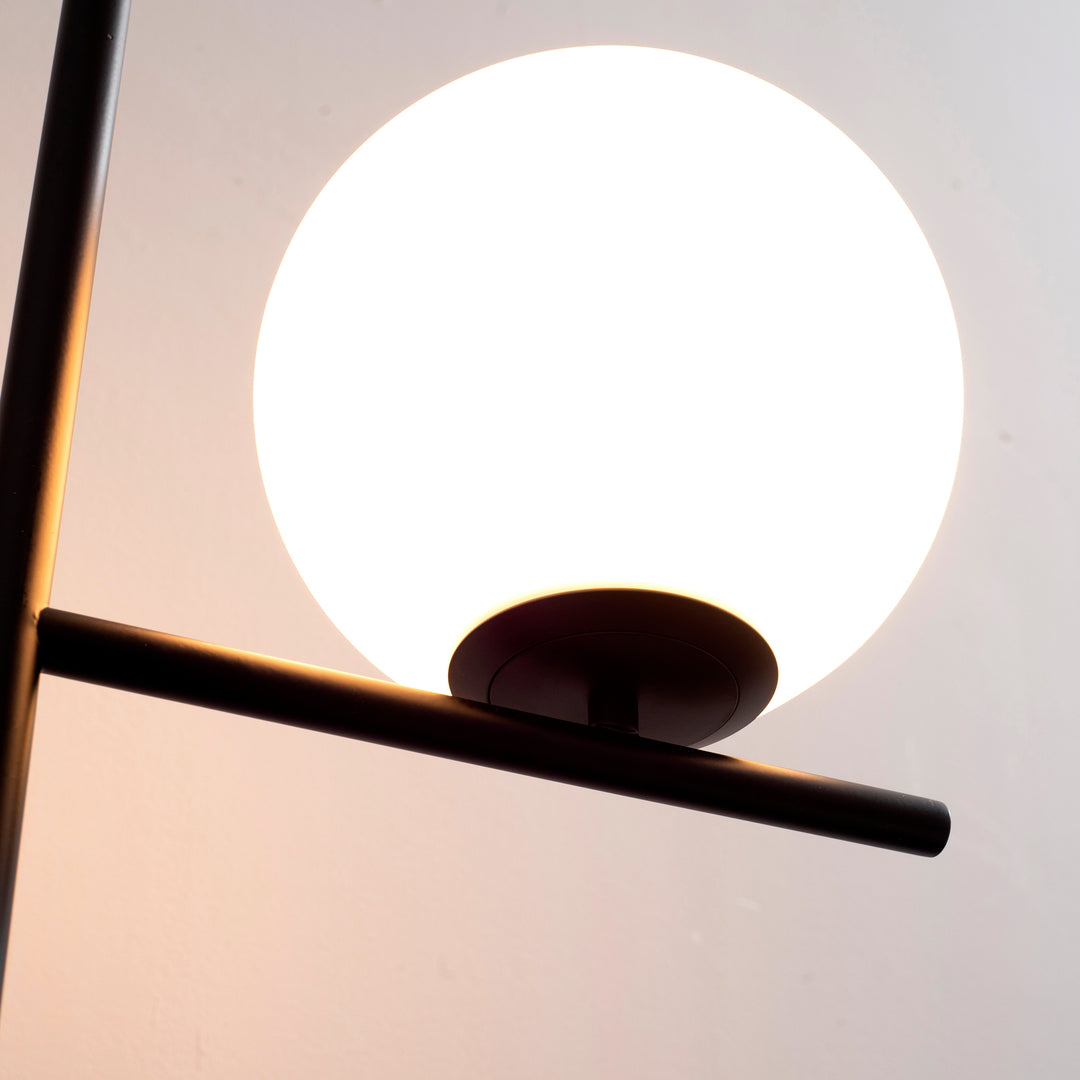 Modern Floor Lamp Metal Frame Sphere Light w/ Pedal Switch Unique Standing Beautiful Furnishing for Home Office Living Room, Black