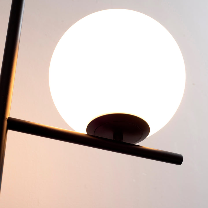 Modern Floor Lamp Metal Frame Sphere Light w/ Pedal Switch Unique Standing Beautiful Furnishing for Home Office Living Room, Black