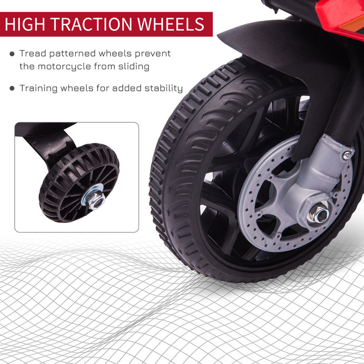 Kids 6V Electric Ride On Motorcycle Police Car Toy for 18 - 36 months Red