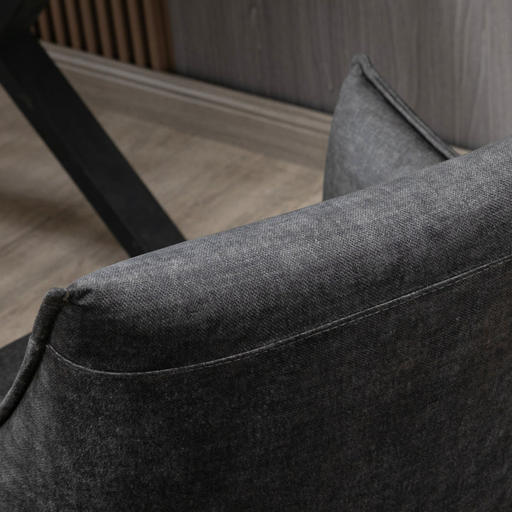 HOMCOM  Accent Chairs for Living Room, Bedroom Arm Chair with Steel Legs, Dark Grey