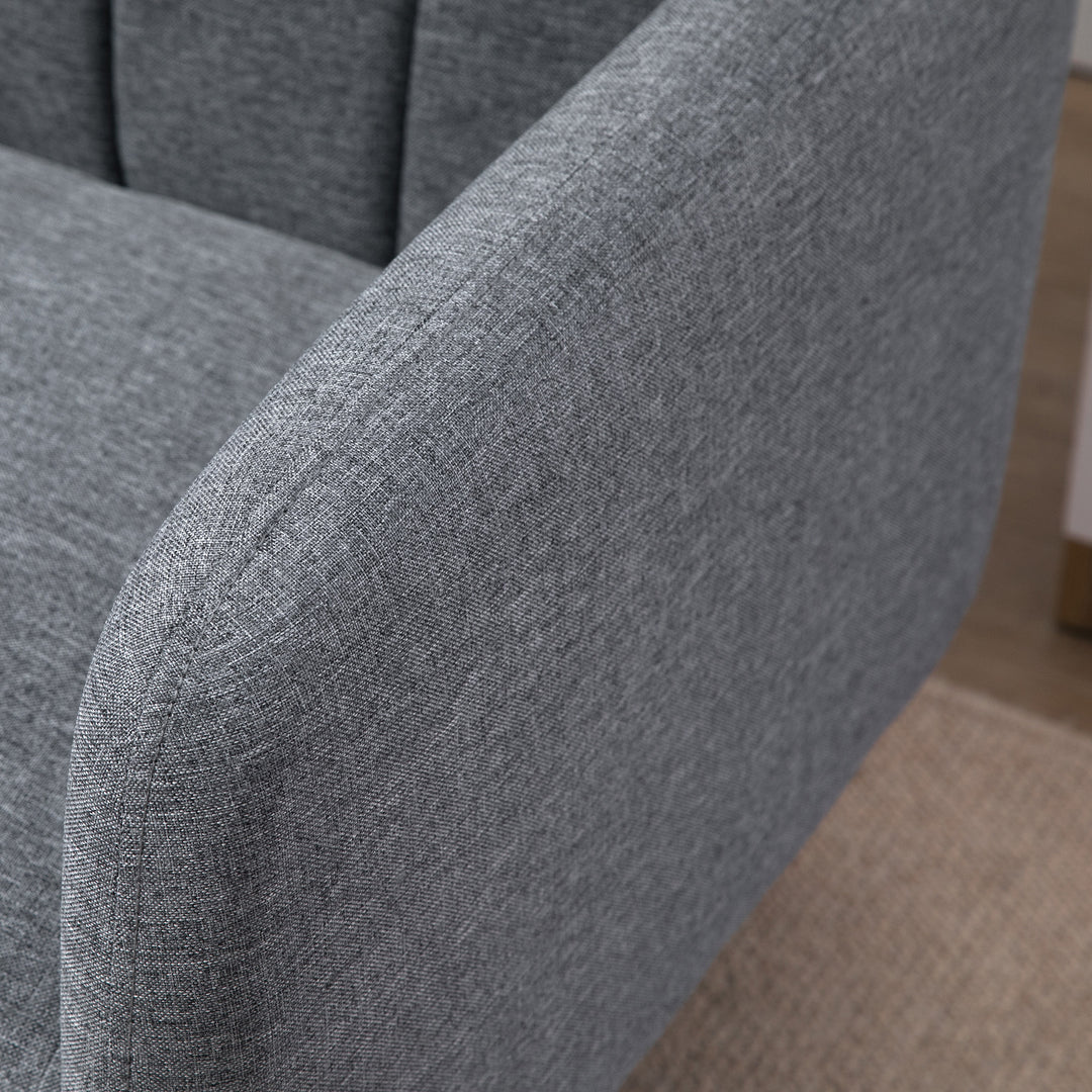 Two Seater Sofa Bed Convertible Linen Fabric Sofa Couch Click Clack Sofabed with Adjustable Split Backrest for Living Room, Bedroom, Grey