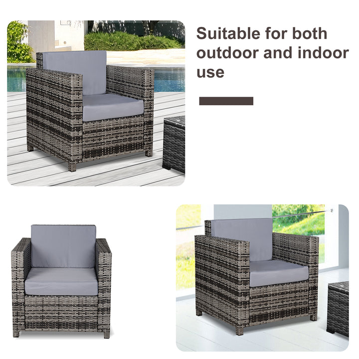 Rattan Garden All-Weather Wicker Single Sofa - Grey