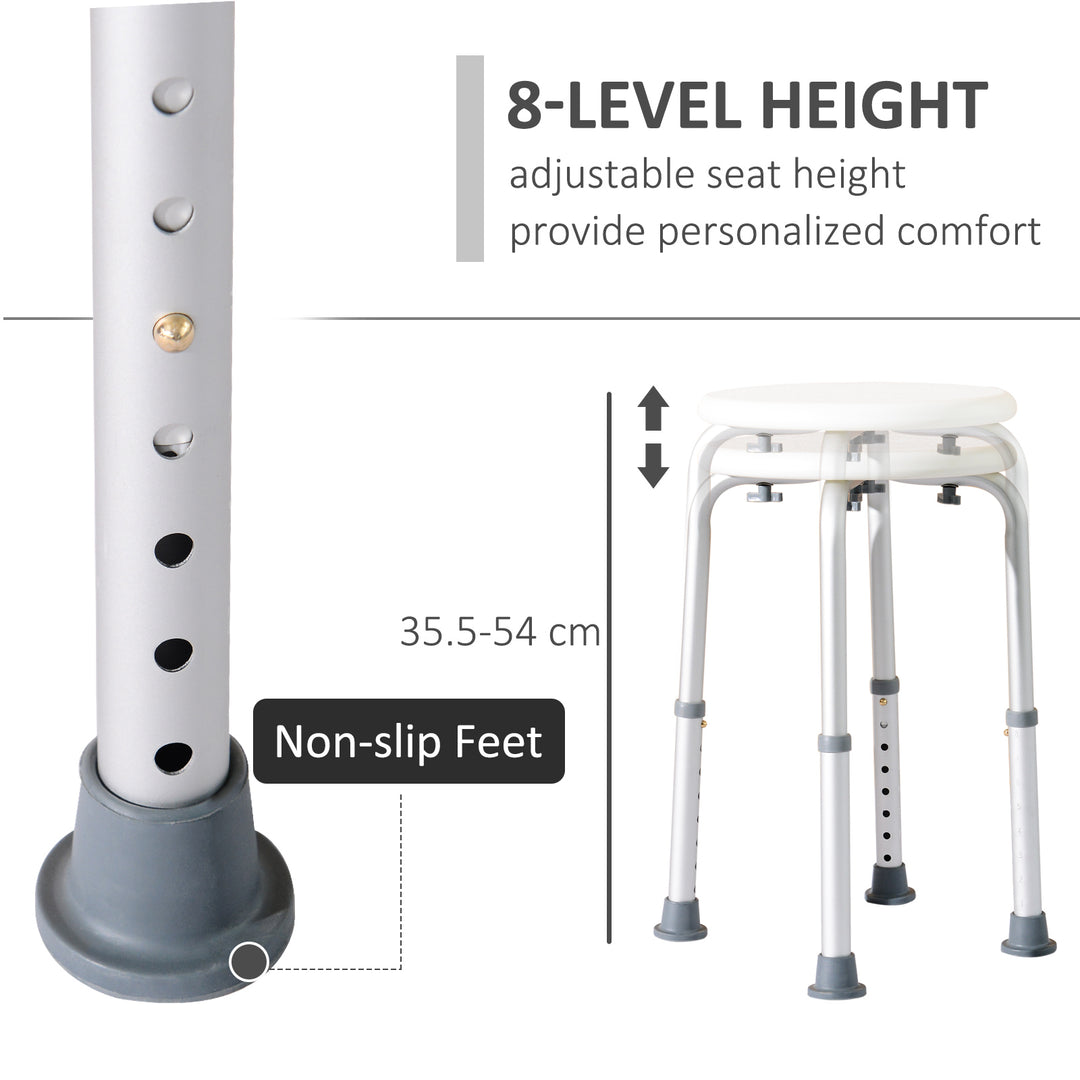 Adjustable Non-Slip Shower and Bath Stool,  32.5Wx41Dx35.5-54H cm-Cream White