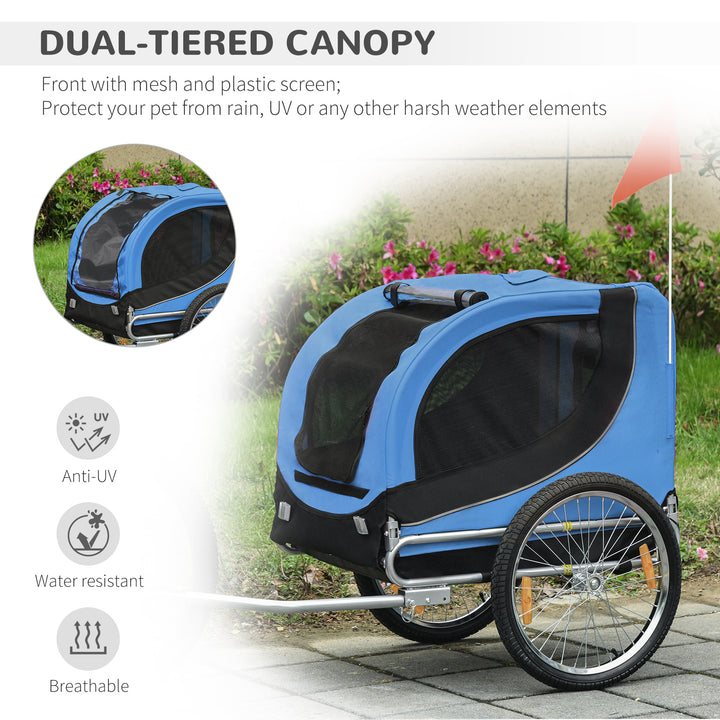 Dog Bike Trailer Folding Bicycle Pet Trailer W/Removable Cover-Blue