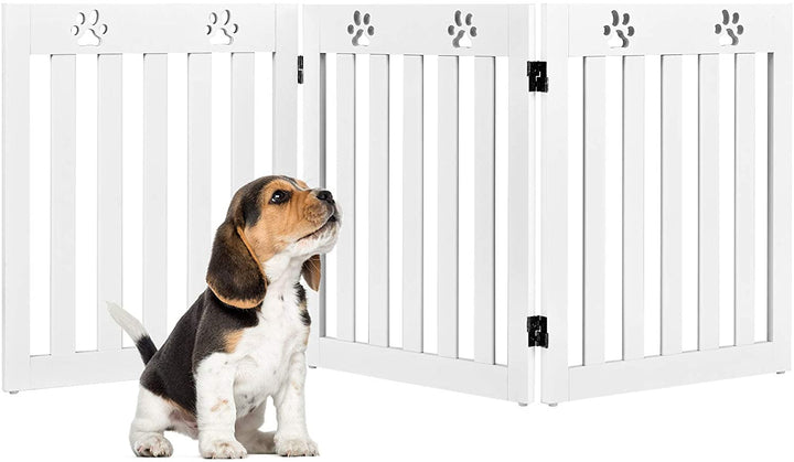 3 Panels Folding Pet Gate-White